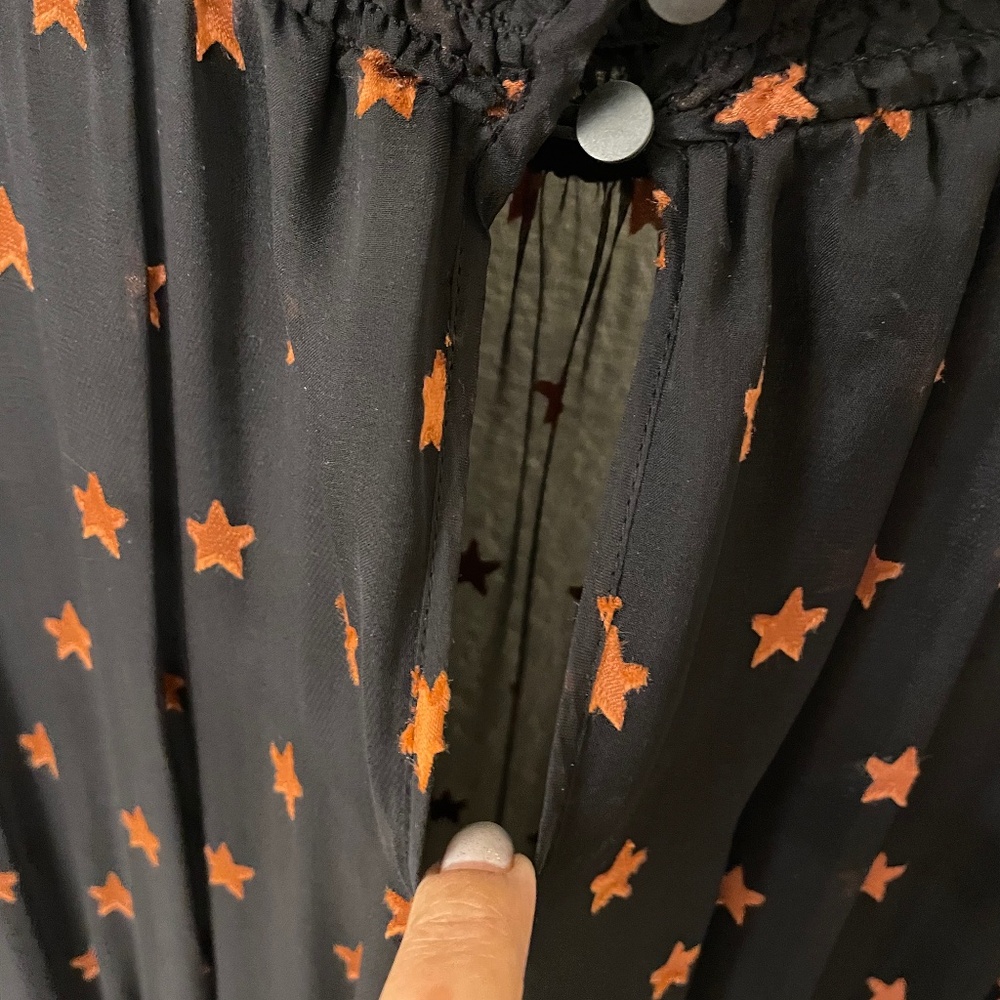 SCOTCH & SODA Maison Scotch Chiffon High Neck Star Jacquard Maxi Dress S… - Picture 9 of 15